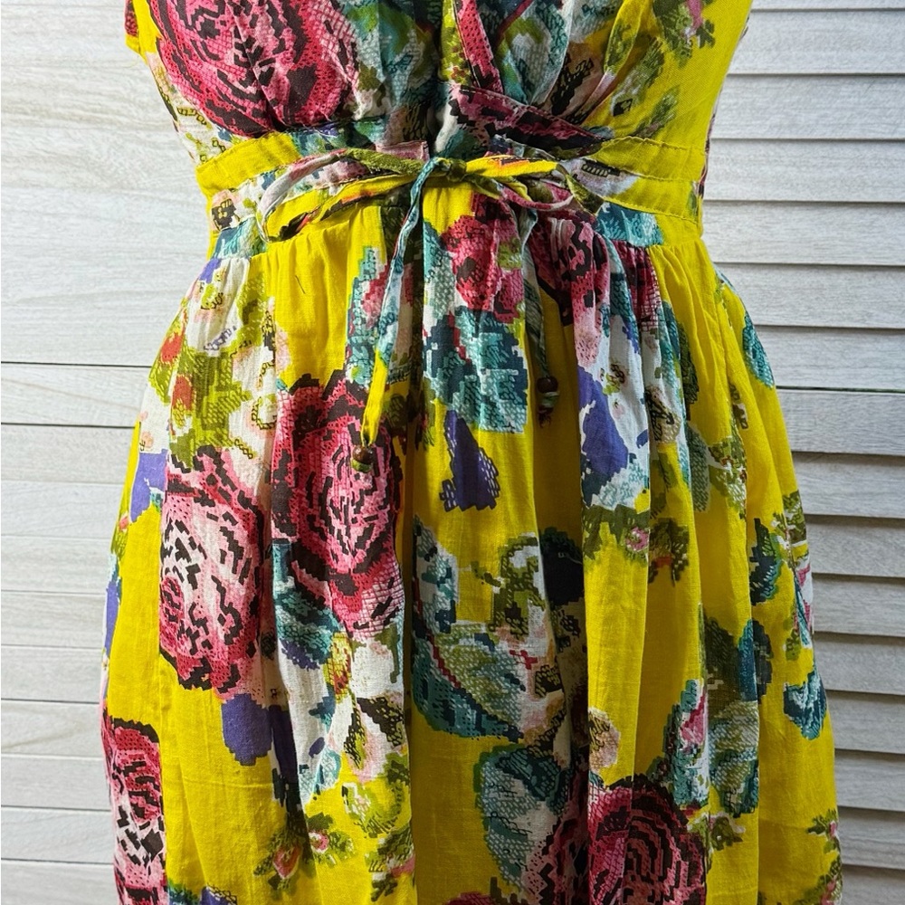 Luv By Chance Yellow Floral Midi Dress Medium NWT Cottagecore Garden Party - Picture 7 of 11